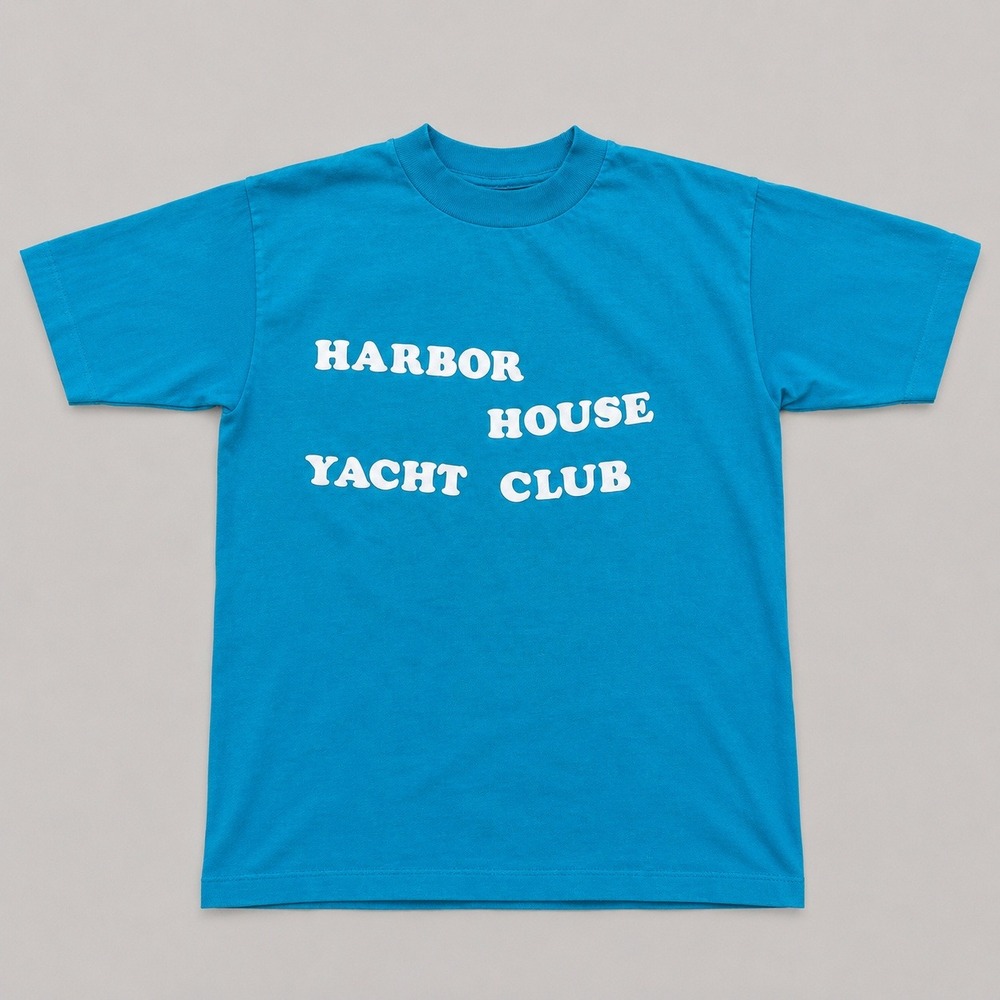 Vintage 80s Harbor House Yacht Club T-Shirt Blue Made in USA Large Mens‎